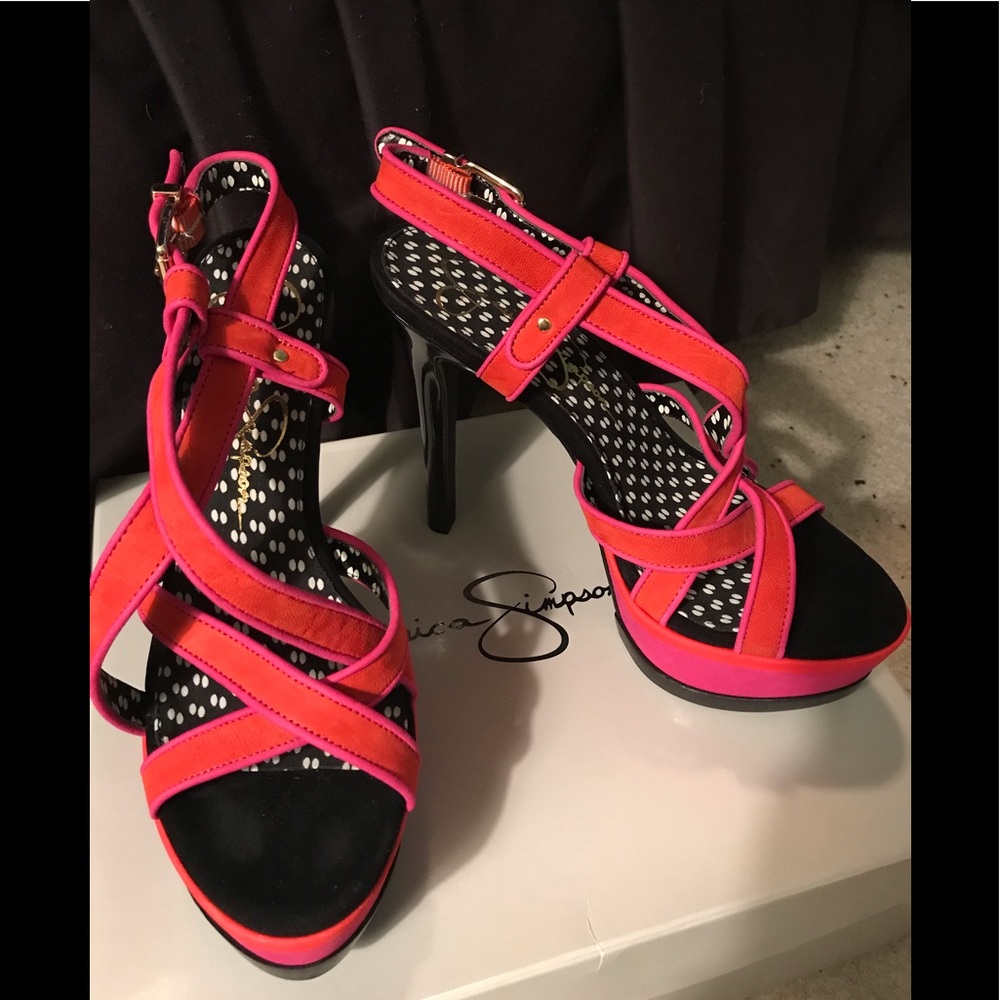 Jessica Simpson pink and orange heels.